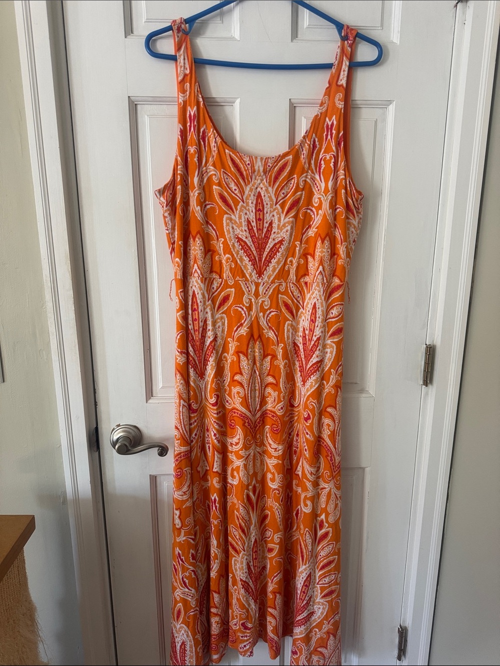 Women's Orange Paisley Tank Dress The Loft XL